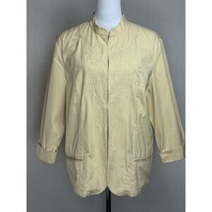 Additions by Chico’s size 3 Yellow Embroidered Jacket Women’s Size XL/16